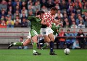 2 June 1996; Gary Breen of Republic of Ireland in action against Zvonimir Boban of Croatia during the International Friendly match between Republic of Ireland and Croatia at Lansdowne in Dublin. Photo by Brendan Moran/Sportsfile