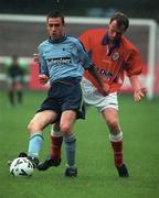 6 September 1998; Ken Milmurray of UCD in action against Tony McCarthy of Shelbourne during the Harp Lager National League Premier Division match between UCD and Shelbourne at Belfield Park in Dublin. Photo by Matt Browne/Sportsfile