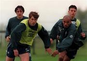 19 May 1997; Republic of Ireland players, from left, Dave Savage, Kenny Cunningham, Curtis Fleming and Ian Harte during a Republic of Ireland training session at AUL Complex in Clonshaugh, Dublin. Photo by David Maher/Sportsfile