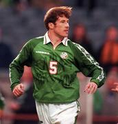 21 May 1997; Kenny Cunningham of Republic of Ireland during the FIFA World Cup 1998 Group 8 Qualifying match between Republic of Ireland and Liechtenstein at Lansdowne Road in Dublin. Photo by Brendan Moran/Sportsfile