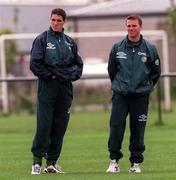 19 May 1997; Mark Kennedy, left, and David Connolly during a Republic of Ireland training session at AUL Complex in Clonshaugh, Dublin. Photo by David Maher/Sportsfile