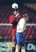 27 November 1998; Pat Scully of Shelbourne in action against Glenn Fitzpatrick of UCD during the Harp Lager National League Premier Division Shelbourne and UCD at Tolka Park in Dublin. Photo by David Maher/Sportsfile