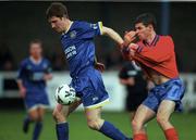 22 November 1998; Robert Griffin of Waterford in action against Eamon McLoughlin of UCD during the Harp Lager National League Premier Division between UCD and Waterford at Belfield Park in Dublin. Photo By Brendan Moran/Sportsfile