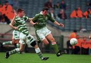 18 May 1997; Roy Keane of Republic of Ireland XI in action against Tommy Johnson of Celtic during the Packie Bonner Testimonial match between Republic of Ireland XI and Celtic at Lansdowne Road in Dublin. Photo by Brendan Moran/Sportsfile