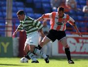 20 September 1998; Tony Cousins of Shamrock rovers in action against Paul Hegarty of Derry City during the Harp Lager National League Premier Division match between Shamrock Rovers and Derry City at Tolka Park in Dublin. Photo by Brendan Moran/Sportsfile