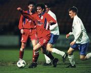 27 November 1998; Tony Sheridan of Shelbourne in action against Glenn Fitzpatrick of UCD during the Harp Lager National League Premier Division match between Shelbourne and UCD at Tolka Park in Dublin. Photo by David Maher/Sportsfile