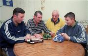 25 November 1998; Bohemians goalkeeper Dave Henderson, 2nd from left, with his brothers Stephen, left, Wayne, right, and father Paddy Henderson at their home in Dublin. Photo by Brendan Moran/Sportsfile