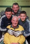 25 November 1998; Bohemians goalkeeper Dave Henderson, centre top, with his brothers Stephen, left, Wayne, right, and father Paddy Henderson at their home in Dublin. Photo by Brendan Moran/Sportsfile
