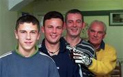 25 November 1998; Bohemians goalkeeper Dave Henderson, 3rd from left, with his brothers Wayne, left, and Stephen and father Paddy Henderson at their home in Dublin. Photo by Brendan Moran/Sportsfile