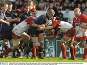 31 January 2004; Victor Costello, Leinster Lions, in action against Herve Manet, left, and David Couzinet, Biarritz Olympique. Heineken European Cup 2003-2004, Pool 3, Round 6, Biarritz Olympique v Leinster Lions, Parc des Sports Aguilera, Biarritz, France. Picture credit; Pat Murphy / SPORTSFILE *EDI*