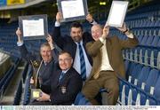 2 February 2004; At the AIB GAA Club of the Year Awards 2003 in Croke Park are members of the St Jude's GAA Club, Dublin, who won AIB GAA Club of the Year for 2003 along with Leinster GAA Club of the Year and Dublin GAA Club of the Year, from left, Colum Grogan, John Brady, Chairman, Charles Moran and Nick Finnerty. Croke Park, Dublin. Picture credit; Ray McManus / SPORTSFILE *EDI*