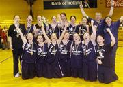 3 February 2004; The St Mary's, Ballina, team celebrate after victory over Grennan College, Thomastown. All-Ireland Schools Cup Basketball, Under 19 C Final, Grennan College, Thomastown, Co. Kilkenny v St Mary's, Ballina, Co. Mayo, The ESB Arena, Tallaght, Dublin. Picture credit; Damien Eagers / SPORTSFILE *EDI*