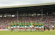 7 July 2013; The Kerry team stand together during the National Anthem. Munster GAA Football Senior Championship Final, Kerry v Cork, Fitzgerald Stadium, Killarney, Co. Kerry. Picture credit: Diarmuid Greene / SPORTSFILE