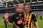 7 July 2013; Darren Brennan, left, Kilkenny, celebrates with James Maher at the end of the game. Electric Ireland Leinster GAA Hurling Minor Championship Final, Laois v Kilkenny, Croke Park, Dublin. Picture credit: David Maher / SPORTSFILE