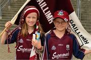 7 July 2013; Galway supporters Saoirse Moore, aged 10, and Mac Dara Moore, aged 8, from Portumna, before the game. Leinster GAA Hurling Senior Championship Final, Galway v Dublin, Croke Park, Dublin. Picture credit: Ray McManus / SPORTSFILE
