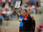 6 July 2013; Down manager James McCartan checks his watch near the end of the game. GAA Football All-Ireland Senior Championship, Round 2, Derry v Down, Celtic Park, Derry. Photo by Sportsfile
