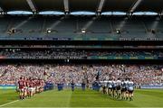7 July 2013; The Dublin and Galway players during the pre-match parade. Leinster GAA Hurling Senior Championship Final, Galway v Dublin, Croke Park, Dublin. Picture credit: David Maher / SPORTSFILE