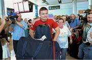 10 July 2013; Brian O'Driscoll, British & Irish Lions, pictured on his arrival home following the side's series victory over Australia in the British & Irish Lions Tour 2013. Dublin Airport, Dublin. Picture credit: Brian Lawless / SPORTSFILE