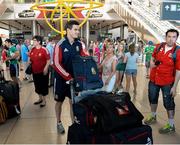 10 July 2013; Jonathan Sexton, British & Irish Lions, pictured on his arrival home following the side's series victory over Australia in the British & Irish Lions Tour 2013. Dublin Airport, Dublin. Picture credit: Brian Lawless / SPORTSFILE