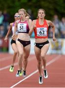 2 July 2013; Heather Kaapf, USA, right, on her way to winning the 800m Women from second place, Phoebie Wright, USA, left, at the 62nd Cork City Sports. Cork Institute of Technology, Bishopstown, Cork. Picture credit: Diarmuid Greene / SPORTSFILE