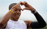 2 July 2013; Kind Butler, USA, before competing in the 400m Men at the 62nd Cork City Sports. Cork Institute of Technology, Bishopstown, Cork. Picture credit: Diarmuid Greene / SPORTSFILE