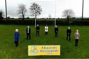 26 February 2021; The GAA President's awards winners, from left, Betty Moore, Sean Dempsey, PJ Dempsey, Ann Smith, Michael Dempsey, Martin Dempsey and Margaret Farrelly at St Joseph's GAA club in Milltown, Laois. Photo by Harry Murphy/Sportsfile