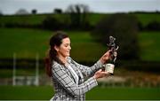 27 February 2021; Aimee Mackin of Armagh at her club Shane O'Neills with her 2020 TG4 Senior Players’ Player of the Year award at Camough in Armagh. Photo by David Fitzgerald/Sportsfile