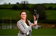 27 February 2021; Aimee Mackin of Armagh at her club Shane O'Neills with her 2020 TG4 Senior Players’ Player of the Year award at Camough in Armagh. Photo by David Fitzgerald/Sportsfile