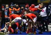 26 February 2021; Players from both teams tussle during the Guinness PRO14 match between Cardiff Blues and Munster at Cardiff Arms Park in Cardiff, Wales. Photo by Chris Fairweather/Sportsfile