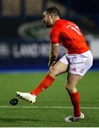 26 February 2021; JJ Hanrahan of Munster kicks a penalty during the Guinness PRO14 match between Cardiff Blues and Munster at Cardiff Arms Park in Cardiff, Wales. Photo by Chris Fairweather/Sportsfile