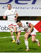 26 February 2021; John Cooney of Ulster scores his side's first try during the Guinness PRO14 match between Ulster and Ospreys at Kingspan Stadium in Belfast. Photo by John Dickson/Sportsfile