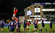26 February 2021; Jean Kleyn of Munster wins possession in the line-out during the Guinness PRO14 match between Cardiff Blues and Munster at Cardiff Arms Park in Cardiff, Wales. Photo by Gareth Everett/Sportsfile