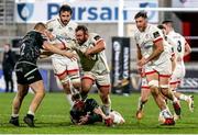 26 February 2021; Andrew Warwick of Ulster is tackled by Will Griffiths and Kieran Williams of Ospreys during the Guinness PRO14 match between Ulster and Ospreys at Kingspan Stadium in Belfast. Photo by John Dickson/Sportsfile