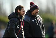 26 February 2021; Dundalk academy manager Stephen McDonnell, left, and coach Filippo Giovagnoli prior to the pre-season friendly match between Dundalk and Bohemians at Oriel Park in Dundalk, Louth. Photo by Seb Daly/Sportsfile