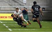 26 February 2021; Rob Lyttle of Ulster is tackled by Keenan Giles of Ospreys during the Guinness PRO14 match between Ulster and Ospreys at Kingspan Stadium in Belfast. Photo by John Dickson/Sportsfile