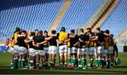 27 February 2021; The Ireland team huddle prior to the Guinness Six Nations Rugby Championship match between Italy and Ireland at Stadio Olimpico in Rome, Italy. Photo by Roberto Bregani/Sportsfile