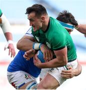 27 February 2021; Rónan Kelleher of Ireland is tackled David Sisi of Italy during the Guinness Six Nations Rugby Championship match between Italy and Ireland at Stadio Olimpico in Rome, Italy. Photo by Roberto Bregani/Sportsfile