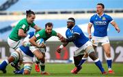 27 February 2021; Jamison Gibson-Park of Ireland is tackled by Cherif Traore of Italy during the Guinness Six Nations Rugby Championship match between Italy and Ireland at Stadio Olimpico in Rome, Italy. Photo by Roberto Bregani/Sportsfile