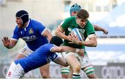 27 February 2021; Garry Ringrose of Ireland is tackled by Carlo Canna of Italy during the Guinness Six Nations Rugby Championship match between Italy and Ireland at Stadio Olimpico in Rome, Italy. Photo by Roberto Bregani/Sportsfile