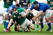 27 February 2021; Iain Henderson of Ireland is tackled by Cherif Traore and David Sisi of Italy during the Guinness Six Nations Rugby Championship match between Italy and Ireland at Stadio Olimpico in Rome, Italy. Photo by Roberto Bregani/Sportsfile