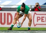 27 February 2021; James Lowe of Ireland scores a try which was subsequently disallowed due to a forward pass during the Guinness Six Nations Rugby Championship match between Italy and Ireland at Stadio Olimpico in Rome, Italy. Photo by Roberto Bregani/Sportsfile