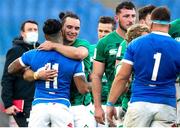 27 February 2021; James Lowe of Ireland with Montanna Ioane of Italy after the Guinness Six Nations Rugby Championship match between Italy and Ireland at Stadio Olimpico in Rome, Italy. Photo by Roberto Bregani/Sportsfile