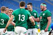 27 February 2021; Ireland captain Jonathan Sexton, centre, celebrates with team-mates including Craig Casey, Garry Ringrose and Rob Herring after they scored their their final try during the Guinness Six Nations Rugby Championship match between Italy and Ireland at Stadio Olimpico in Rome, Italy. Photo by Roberto Bregani/Sportsfile