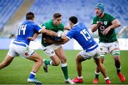 27 February 2021; Jordan Larmour of Ireland is tackled by Luca Sperandio and Jacopo Trulla of Italy during the Guinness Six Nations Rugby Championship match between Italy and Ireland at Stadio Olimpico in Rome, Italy. Photo by Roberto Bregani/Sportsfile