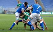 27 February 2021; Iain Henderson of Ireland is tackled by Johan Meyer of Italy during the Guinness Six Nations Rugby Championship match between Italy and Ireland at Stadio Olimpico in Rome, Italy. Photo by Roberto Bregani/Sportsfile