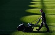 28 February 2021; RDS Arena groundsman Gary Deakins ahead of the Guinness PRO14 match between Leinster and Glasgow Warriors at the RDS Arena in Dublin. Photo by Ramsey Cardy/Sportsfile