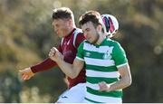 28 February 2021; Adam Wells of Shamrock Rovers in action against Ian Turner of Cobh Ramblers during the pre-season friendly match between Shamrock Rovers and Cobh Ramblers at Roadstone Group Sports Club in Dublin. Photo by Stephen McCarthy/Sportsfile