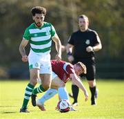 28 February 2021; Roberto Lopes of Shamrock Rovers in action against Caelin Rooney of Cobh Ramblers during the pre-season friendly match between Shamrock Rovers and Cobh Ramblers at Roadstone Group Sports Club in Dublin. Photo by Stephen McCarthy/Sportsfile