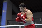 27 February 2021; Narek Manasyan of Armenia during the men's heavyweight 91kg final bout at the AIBA Strandja Memorial Boxing Tournament in Sofia, Bulgaria. Photo by Alex Nicodim/Sportsfile