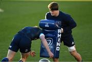 28 February 2021; Josh van der Flier, right, and Ciarán Frawley of Leinster warm-up ahead of the Guinness PRO14 match between Leinster and Glasgow Warriors at the RDS Arena in Dublin. Photo by Ramsey Cardy/Sportsfile